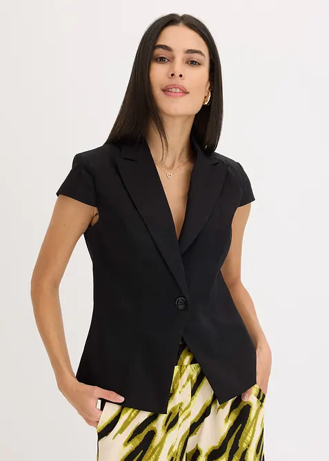 Blazer à manches courtes en satin de coton, bonprix