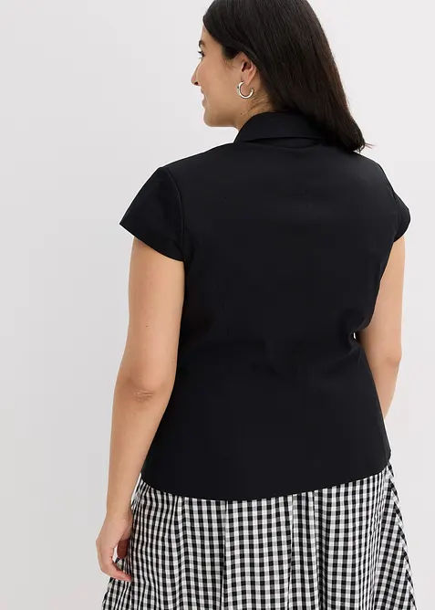 Blazer &agrave; manches courtes en satin de coton, bonprix
