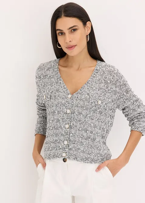 Bouclé Strickjacke, bonprix