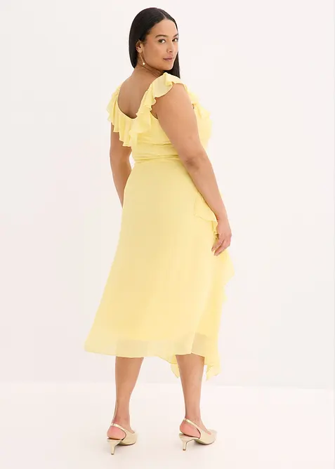 Chiffonkleid mit Trägern und Volants, bonprix