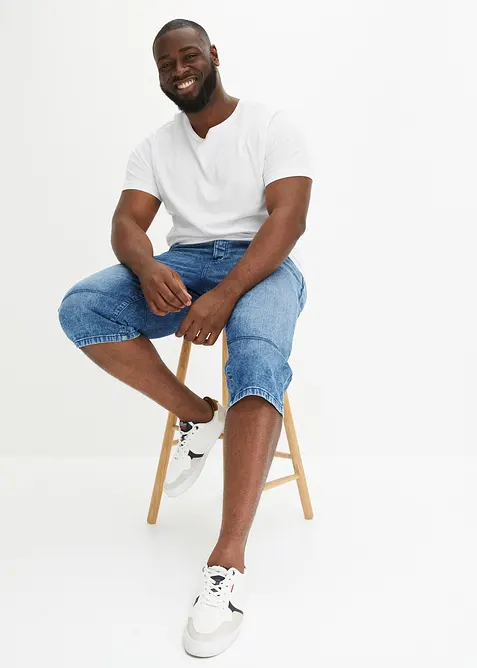 Bermuda long et l&eacute;ger en jean extensible, Regular, bonprix