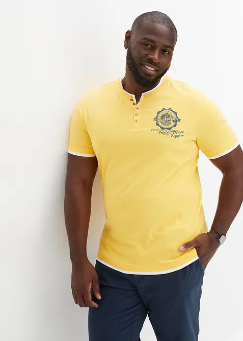 Lot de 2 t-shirts col tunisien 100 % coton, bonprix