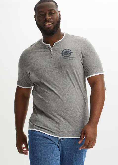 Henleyshirt, Kurzarm (2er Pack) aus reiner Bio-Baumwolle, bonprix