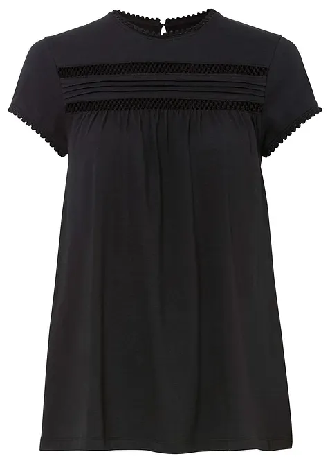 T-shirt en coton avec dentelle, bonprix