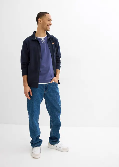 Sweat zipp&eacute; &agrave; col montant et d&eacute;tails enduits, bonprix