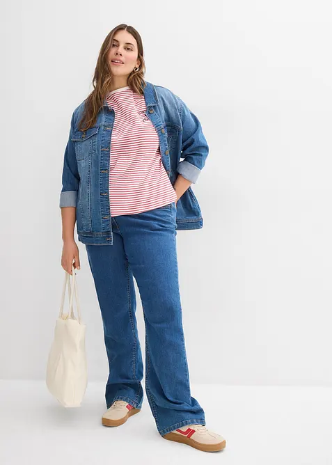 T-shirt rayé avec broderie, bonprix