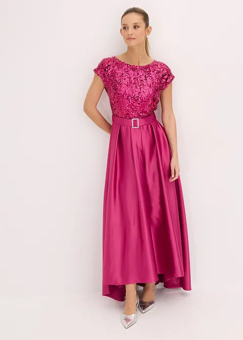 Abendkleid aus glänzendem Satin mit Pailletten, bonprix