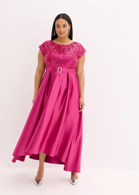 Robe de soirée en satin brillant et sequins, bonprix