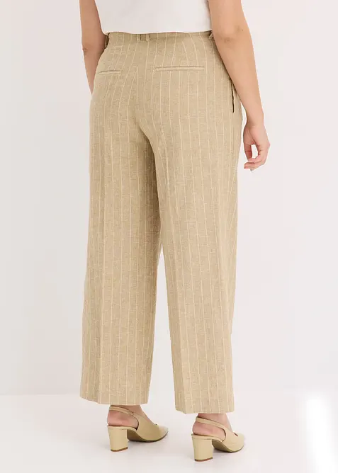 Pantalon à pinces en lin majoritaire, bonprix