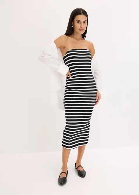 geripptes Bandeau-Kleid, bonprix