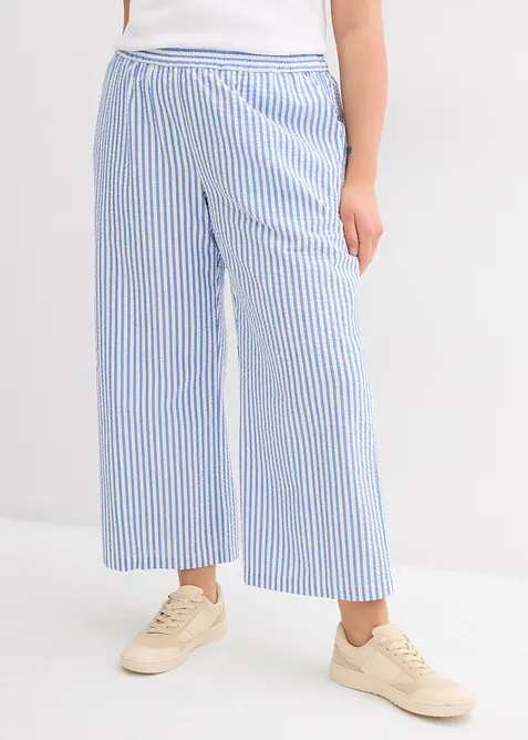 Pantalon palazzo en seersucker, longueur 7/8, bonprix