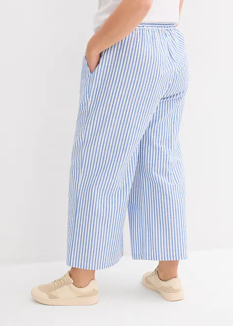 Pantalon palazzo en seersucker, longueur 7/8, bonprix