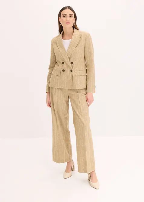 Bundfaltenhose mit Leinenanteil, bonprix