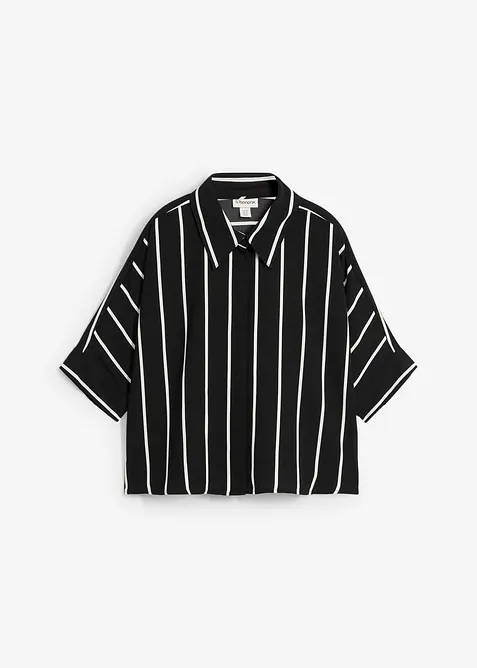 Chemisier manches courtes en crêpe texturé, bonprix