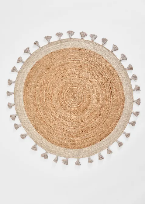 Tapis Kilim rond &agrave; franges, bonprix