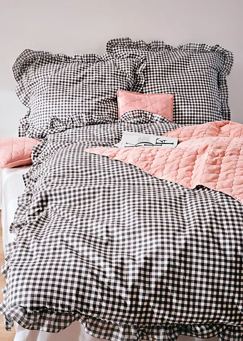 Parure de lit avec finitions volantées, bonprix