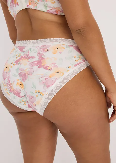 Lot de 5 slips maxi coton et dentelle, bonprix