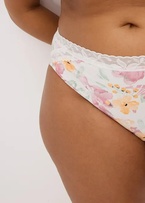 Lot de 5 slips maxi coton et dentelle, bonprix