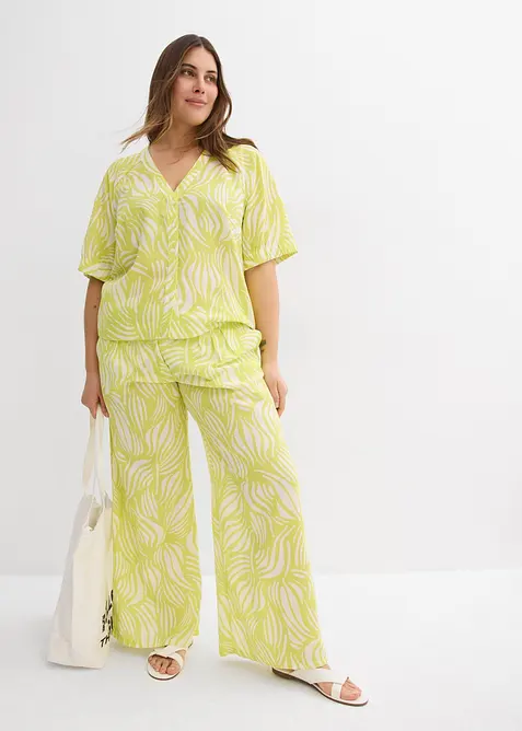 Chemisier manches courtes aspect lin, bonprix