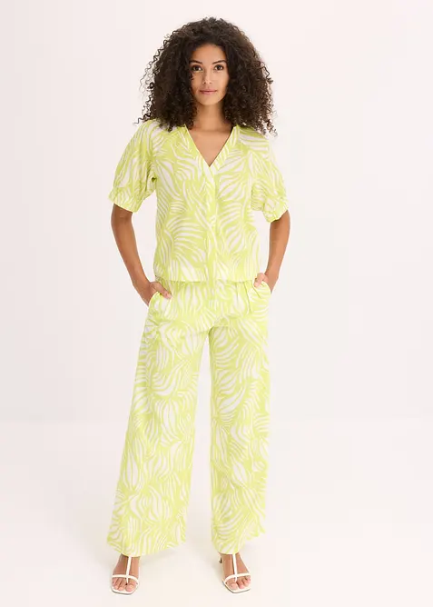 Chemisier manches courtes aspect lin, bonprix