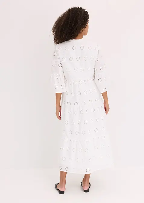 Midikleid aus reiner Baumwolle mit Lochstickerei, bonprix
