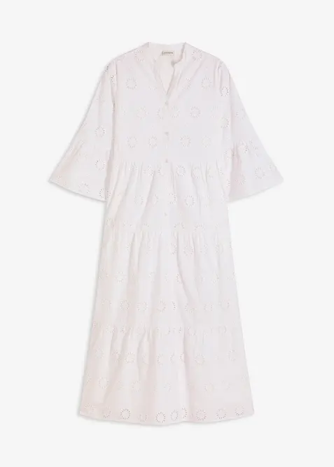 Midikleid aus reiner Baumwolle mit Lochstickerei, bonprix