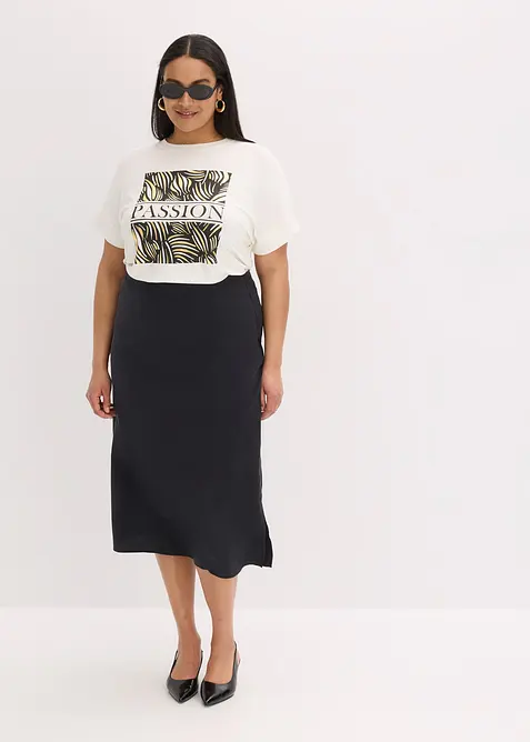 Midi-Rock aus flie&szlig;ender Viskose, bonprix