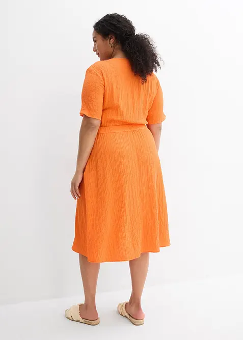 Robe midi en seersucker a&eacute;rien, bonprix