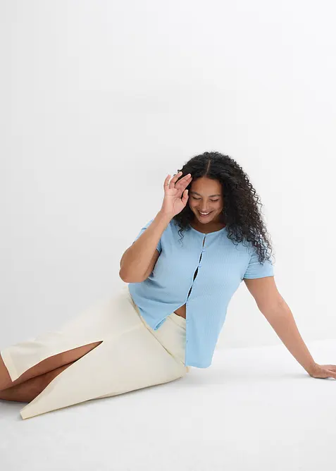 Midirock aus luftigem Leinen-Mix, bonprix