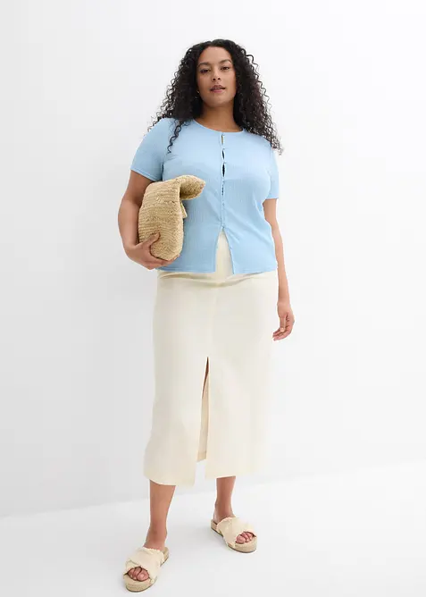 Midirock aus luftigem Leinen-Mix, bonprix