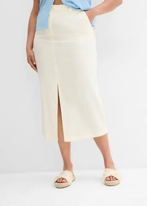 Midirock aus luftigem Leinen-Mix, bonprix