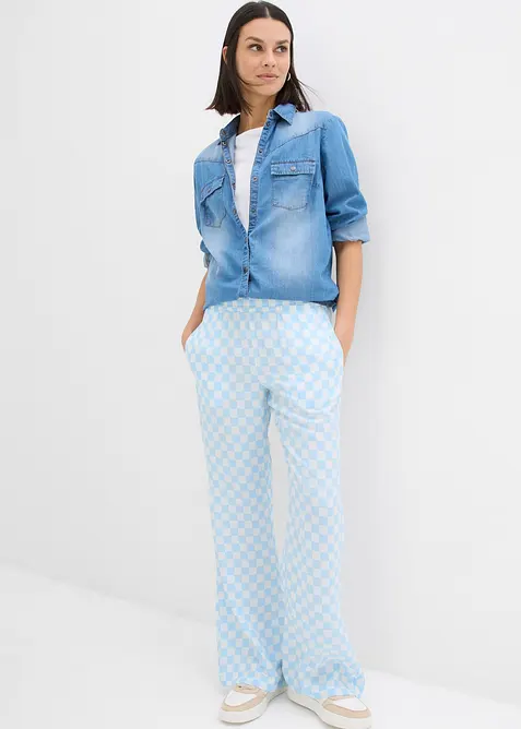 Karierte Marlenehose aus flie&szlig;ender Viskose, bonprix