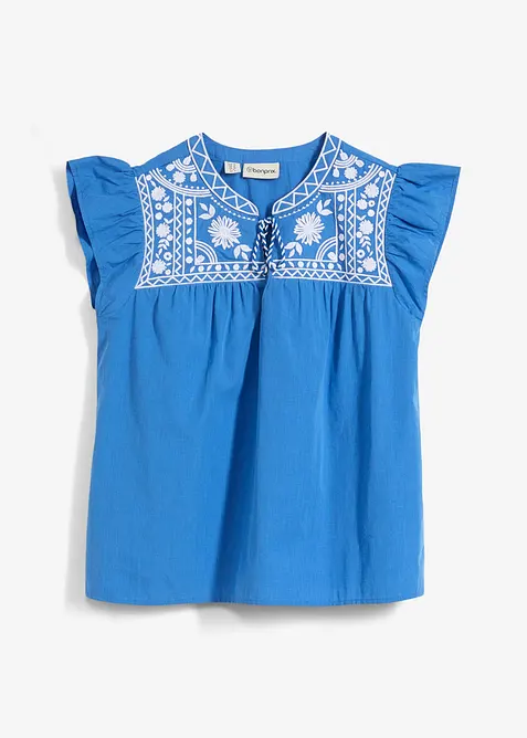 Tunika mit Seidenanteil und Stickerei, bonprix