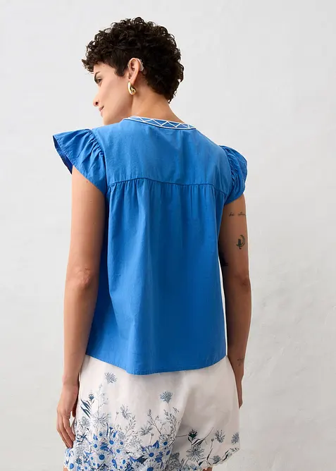 Tunika mit Seidenanteil und Stickerei, bonprix