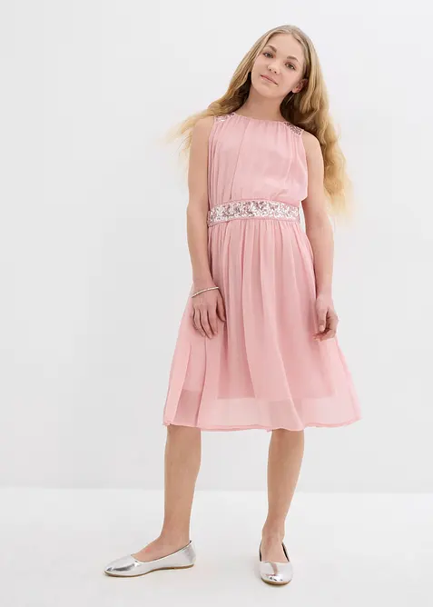 Robe en mousseline avec ceinture orn&eacute;e de sequins, bonprix