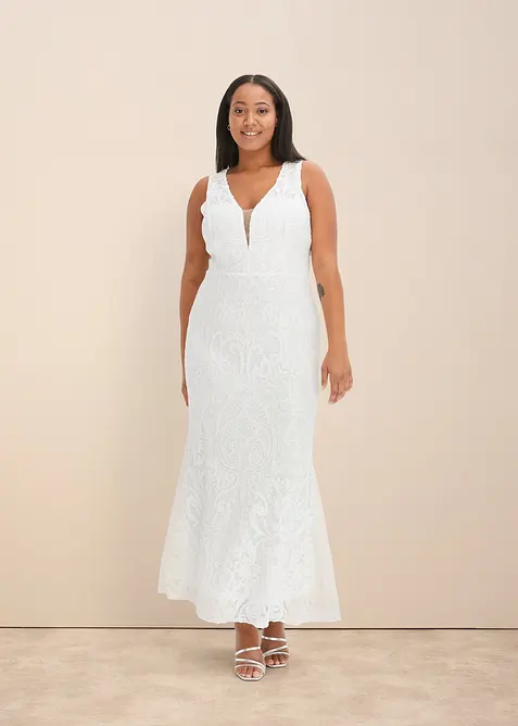Robe de mariée brodée de sequins avec jupe en tulle amovible, bonprix