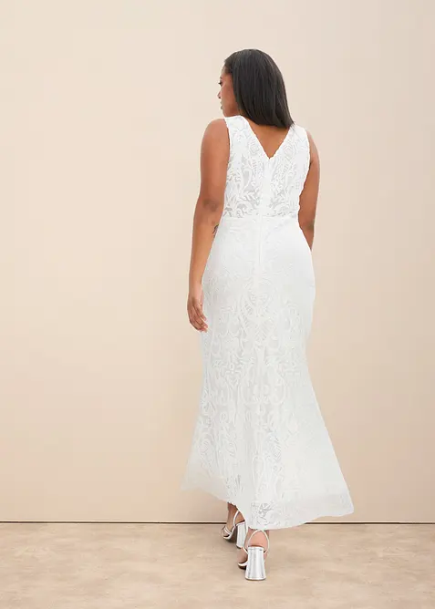 Robe de mariée brodée de sequins avec jupe en tulle amovible, bonprix