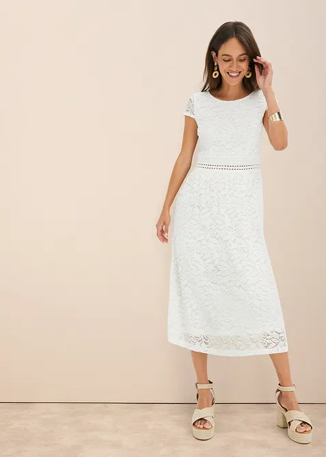 Robe en dentelle avec empiècement crochet à la taille, bonprix