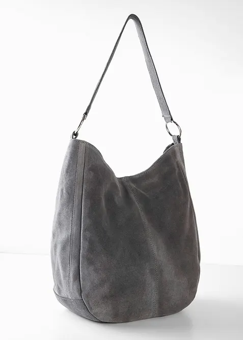 Veloursledertasche mit dekorativem Zusatzriemen, bonprix