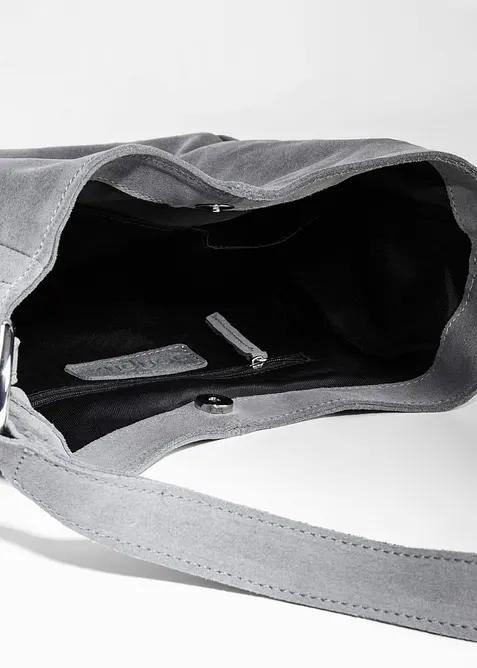 Veloursledertasche mit dekorativem Zusatzriemen, bonprix