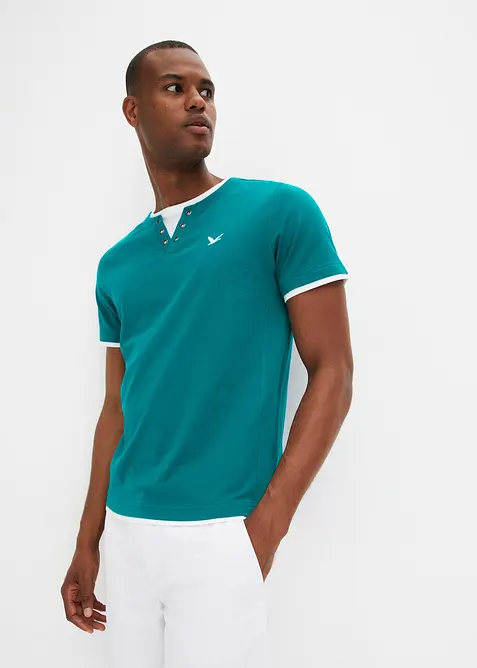 2 in 1 Shirt, Kurzarm (2er Pack), bonprix