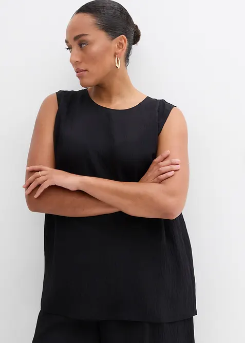 Top en viscose mélangée, effet froissé, bonprix