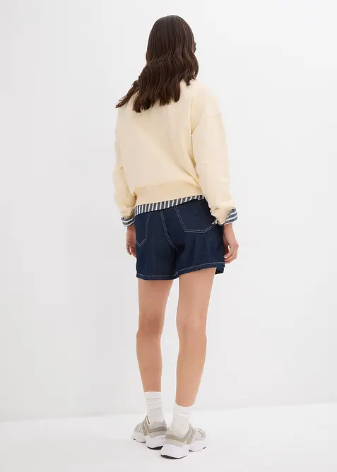 Short en jean taille haute, peu extensible, bonprix