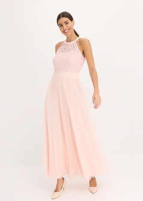 Robe longue avec dentelle et jupe en tulle, bonprix