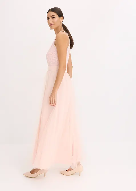 Robe longue avec dentelle et jupe en tulle, bonprix
