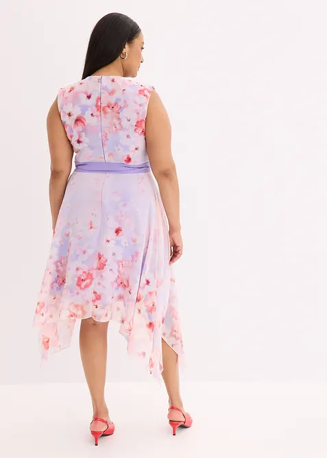 Chiffonkleid mit Zipfelsaum und Bindeband, bonprix