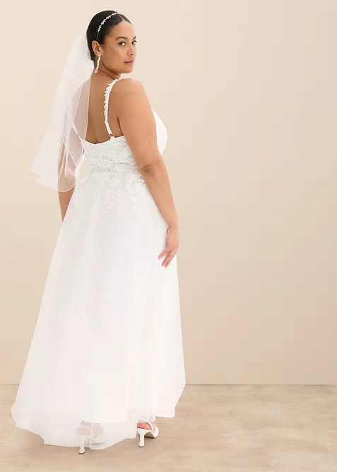 Robe de mariée en tulle délicat et dentelle, bonprix