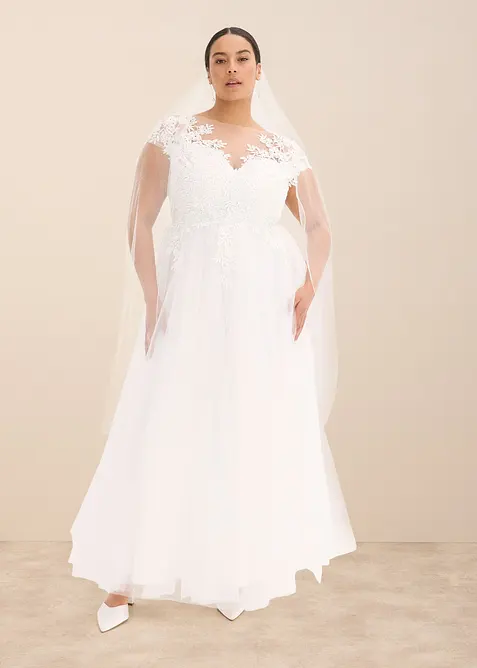Brautkleid aus zartem Tüll mit Spitze, bonprix