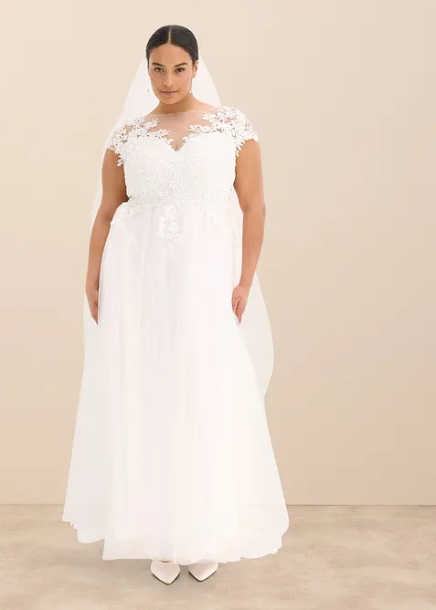 Brautkleid aus zartem Tüll mit Spitze, bonprix