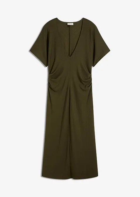 Rippkleid aus Jersey mit seitlicher Raffung, bonprix